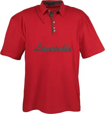 Productafbeelding van Oversized, trendy polo shirt met korte mouwen, merk LAVECCHIA, kleur rood, maat 3XL