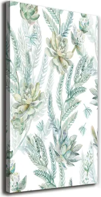 Imagen del producto de Tulup Lienzo® - 70x140 cm - Arte para la pared - Impresiones sobre lienzo - Impresión en lienzo - Decoración de pared para salón de gran tamaño - Decoración para el hogar, impresiones artísticas - Flores y plantas - Verde - Motivos florales