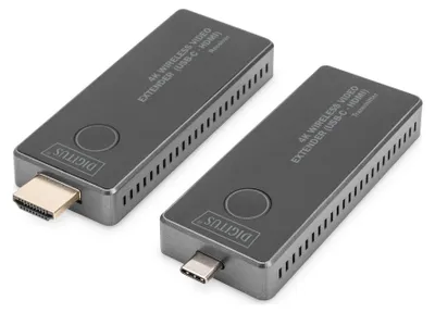 Produktbild von 4K Wireless Video Extender USB-C > HDMI, 30 Meter, HDMI Verlängerung (schwarz/silber, Sendeeinheit + Empfängereinheit)