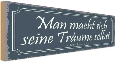 Produktbild von vianmo Holzschild 10x27 cm man macht seine Träume selbst Dekoration