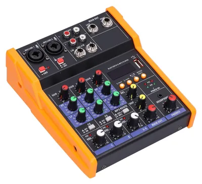 Image de Table de mixage audio avec réduction intelligente du bruit, prise USB sans fil, table de mixage portable à 4 canaux pour webdiffusion et soirées