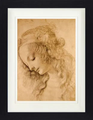 Produktbild von Leonardo Da Vinci Gerahmtes Bild Mit Edlem Passepartout | Wand-Bilder | Im Bilderrahmen - Weiblicher Kopf, Circa 1478 (40 x 30 cm)