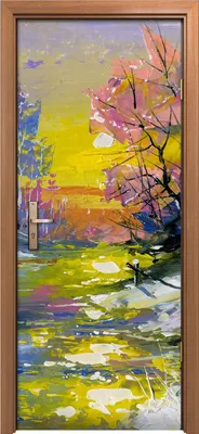 Produktbild von Türposter 80x200 cm Türaufkleber Türtapete Türfolie Klebefolie Winter Landschaft mit dem Wald Fluss
