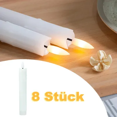 Produktbild von 8 Stück LED Stabkerzen Batteriebetrieben, 19cm Tafelkerzen LED Kerzen Flammenlos Weihnachtsdeko Party Bankett Geburtstag Feiertag Halloween,Weiß