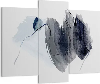 Produktbild von Bild auf Leinwand - Leinwandbild - 3 Teile - Blau Grau Aquarell - 130x100cm - Wand Bild - Wanddeko - Wandbilder - Leinwanddruck - Bilder - Wanddekoration - Leinwand bilder - Wandbild - CB130x100-4975