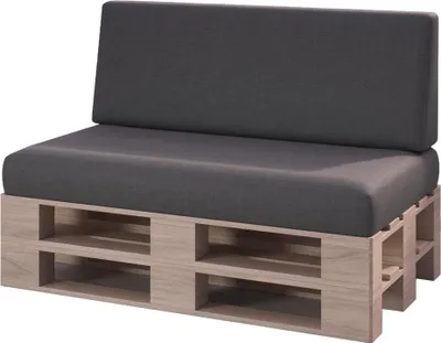 Produktbild von sunnypillow 2er Palettenkissen Set mit abnehmbarem Bezug Sitzkissen + Rückenkissen | Anthrazit |