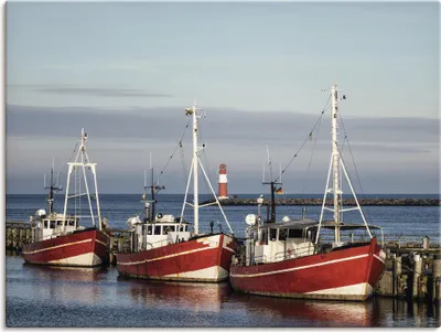 Produktbild von ARTland Leinwandbild Fischerboote und Mole in Warnemünde Größe: 40x30 cm