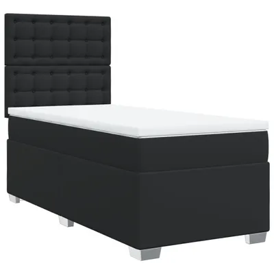 Produktbild von vidaXL Boxspringbett mit Matratze Schwarz 90x200 cm Kunstleder