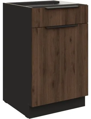 Productafbeelding van Onderkast met lade, model 50 SILVIA 10, kleur zwart / okapi eikenhout