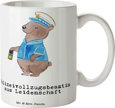 Produktbild von Mr. & Mrs. Panda Keramikbecher Polizeivollzugsbeamtin Leidenschaft - Weiß - Geschenk, Tasse, Polizistin Polizei, Kaffeepott, Geschenktasse, Kaffeetasse, Becher