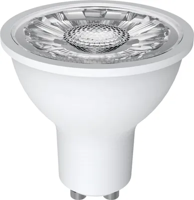 A white LED spotlight bulb with a silver base and reflective interior.