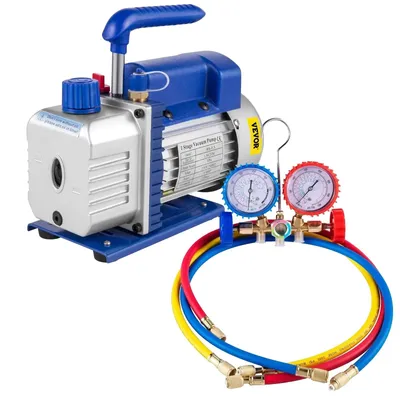 Produktbild von VEVOR Vakuumpumpe, verschiedene Durchflussraten, robuste Leistungsoptionen, 3 CFM, 1/4 PS, mit Manometer, EU-Ausführung