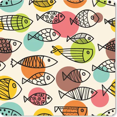 Produktbild von MuchoWow® Mauspad Mousepad Polka dots - Fisch - Regenbogen 30x30 cm - Mousepads - Maus Mat - Pad - Mausunterlage - Gaming