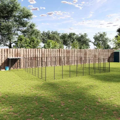 Zdjęcie produktu dla vidaXL Buda dla psa czarna stalowa 31,46 m²