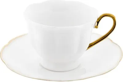 Produktbild von 12-teiliges Mokkatassen-Set aus hochwertigem Porzellan - 90 ml, Weiß/Gold