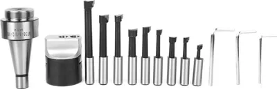 Image de Jeu de fraises d'alésage en acier au carbone Kits d'outils de fraisage CNC avec boîte de rangement NT30-F1-12-9PCS