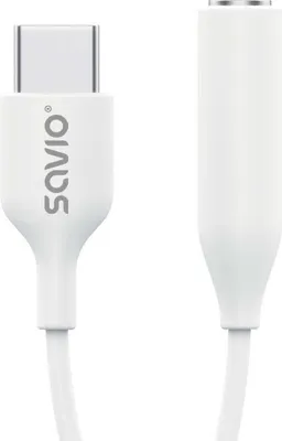 Image de Savio AK-35 White 0.12 m USB C 3.5mm mobile phone cable