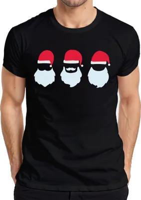 Produktbild von Drei Weihnachtsmänner Santa Klaus - Weihnachten Weihnachtsgeschenk Christmas Herren T-Shirt, Schwarz, XL