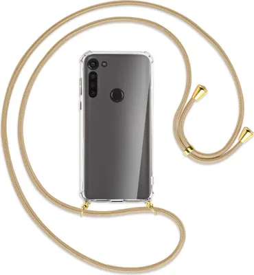 Produktbild von Handykette Backcover-Schutzhülle mit Band (Metall goldfarben) für Motorola Moto G8 - caramel