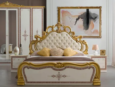 Produktbild von Bett Grace 160×200 cm in beige barock königlich