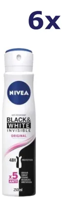 Produktbild von 6x Nivea Deospray – Invisible Black & White Original 250 ml