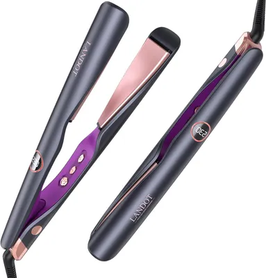 Produktbild von Glätteisen Locken und Glätten 2 in 1: LANDOT Haarglätter Lockenstab - Geschwungene Stylingplatten zum Glätten Locken Wellen - Verstellbarer Temperatur 120?-230?