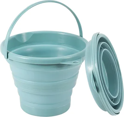 Imagen del producto de Cubo plegable, de 3 litros, color azul, ideal para camping y playa