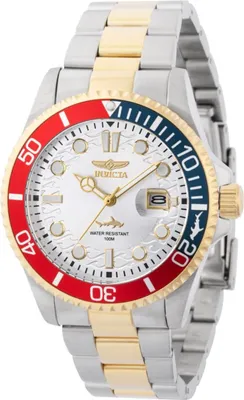 Obrázek produktu pro Invicta Pro Diver 44707 Pánské Hodinky - Quartz Hnutí - Nerezová Ocel se Stříbrným Ciferníkem - 43 mm