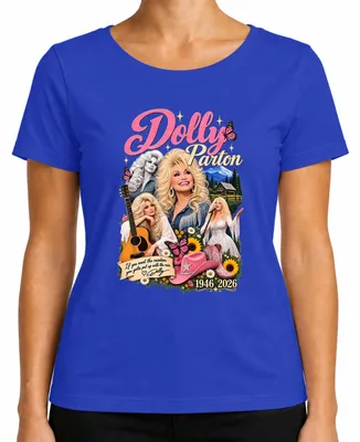 Zdjęcie produktu dla Dolly Parton, ikona country, piosenkarka, 1946-2026, koszulka damska "Rainbow Nashville", niebieska, rozmiar S