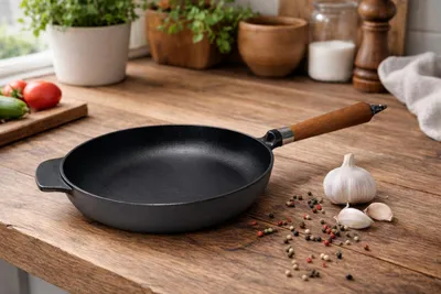 Produktbild von Ronneby Bruk Maestro Bratpfanne hoch, Ø 25 cm, mit Eichenholzgriff