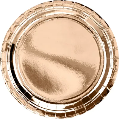 Produktbild von 6 runde Pappteller in rosegold, glänzend, 23cm