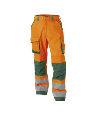 Produktbild von DASSY® Chicago Warnschutzhose mit Kniepolstertaschen NEONORANGE/FLASCHENGRÜN Gr.54 Länge: PLUS