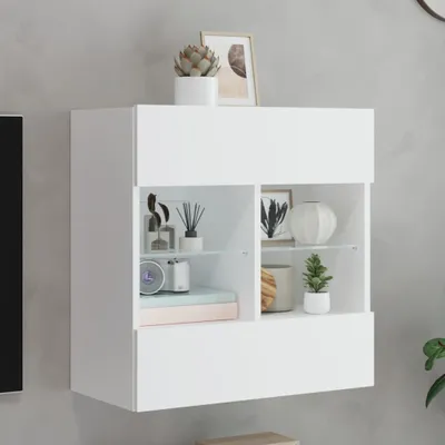 Produktbild von TV-Wandschrank mit LED-Leuchten Weiß 58,5x30x60,5 cm , TV-Schränke 2024 Neu