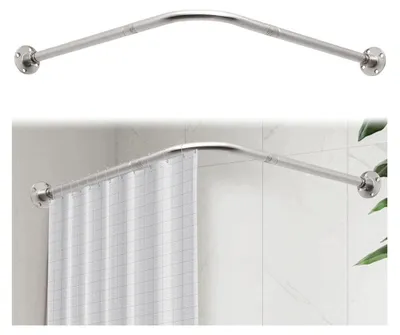 Imagen del producto de Barra para cortina de ducha en forma de L, con ángulo ajustable, de 68 a 98 cm, para el baño