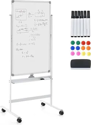 Produktbild von Mobiles doppelseitiges Whiteboard, 60 x 100 cm, Magnettafel auf Füßen, 2-fach höhenverstellbar, trocken abwischbar (weiß, 60 x 100 cm)