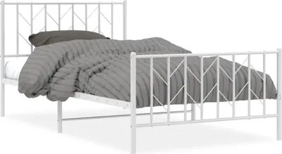 Produktbild von vidaXL Bettgestell mit Kopf- und Fußteil Metall Weiß 107x203 cm