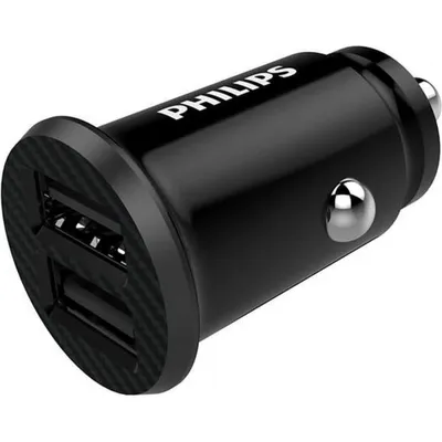Zdjęcie produktu dla Ładowarka samochodowa Philips DLP2510/03 2 złącza USB-A do zapalniczki kompatybilna z iPhone czarny