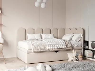 Produktbild von 4ALLHOME Boxspringbett Nami, 80/90/100/120x200 cm, Kinderbett, Jugendbett, Bett mit Bettkasten und Lattenrost, 80x200cm, Seite: Rechts, Beige