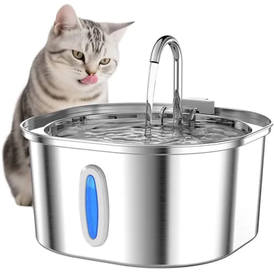 Katzenbrunnen Edelstahl 3,2 l, leise, mit Wasserstandsfenster