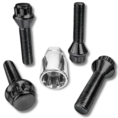 Zdjęcie produktu dla Zamek do felg M12x1,5x40 mm stożkowy 60° czarny zestaw zamków do felg