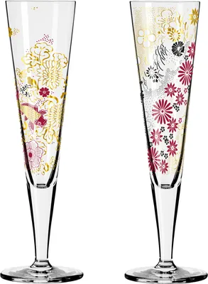 Produktbild von Dekomiro Ritzenhoff Goldnacht Champagner 2er Set 23 + 24 mit Glasreinigungstuch
