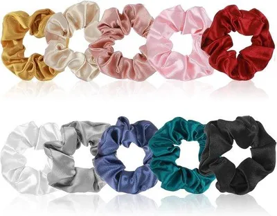 Produktbild von Famanu Haargummis Set 10 Stück, elegante satinierte Haargummis für jeden Anlass