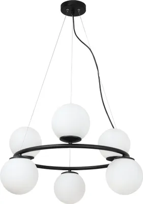 Immagine prodotto di Lampada a sospensione Aura nero 6 luci vetro bianco E14