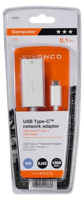 Produktbild von ViVanco™CC UC RJ45, Kabelgebunden, USB Typ-C, Ethernet, 1000 Mbit/s, Weiß