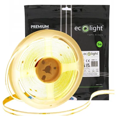 Obrázek produktu pro LED páska COB, žlutá, rovnoměrné světlo, role 5 metrů, podsvícení nábytku, 45W