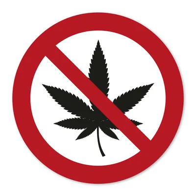 Produktbild von Aufkleber Cannabis verboten I rund Ø 20 cm I selbstklebend wetterfest I hin828