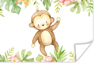 Produktbild von MuchoWow® Poster Affe - Dschungel - Aquarell 180x120 cm - Fotoplakat