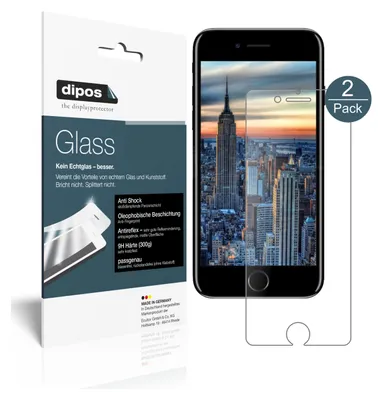 Obrázok produktu pre 2 ochranné fólie pre Apple iPhone SE 2, matná povrchová úprava - proti nárazom, 9H tvrdosť, fólia z tvrdeného plastu (1x predná strana + 1x zadná strana)