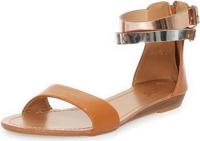 Produktbild von Damen Sandalen mit Glanz Riemen; Camel/37