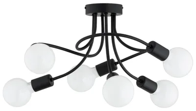 Immagine prodotto di Lampada a sospensione con bracci intrecciati HITO nera 6xE27x15W in metallo, dimensioni: 26x50x50 cm, IP20, Alfa